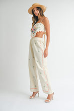 Load image into Gallery viewer, One PC And Sets Embroidered Scarf Top Pant Set | Beige
