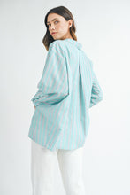 Load image into Gallery viewer, Tops Cindy | Aqua | Stripped button down shirt
