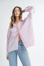 Load image into Gallery viewer, Tops Cindy | Pink | Stripped button down shirt
