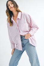 Load image into Gallery viewer, Tops Cindy | Pink | Stripped button down shirt
