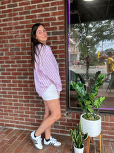 Load image into Gallery viewer, Tops Cindy | Pink | Stripped button down shirt
