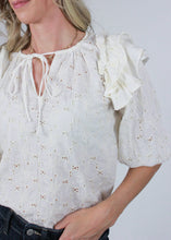Load image into Gallery viewer, Tops Eyelet lace Embroidered Blouse | Cream
