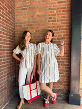Load image into Gallery viewer, Baseball Ballpark Baseball Sequin Dress | Striped
