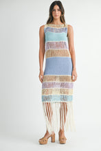 Load image into Gallery viewer, Luna | Fringe Crochet Midi Dress In Periwinkle
