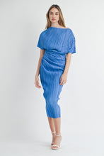 Load image into Gallery viewer, Cynthia | Blue | One shoulder pleated midi dress
