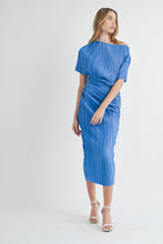 Load image into Gallery viewer, Cynthia | Blue | One shoulder pleated midi dress
