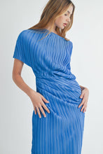 Load image into Gallery viewer, Cynthia | Blue | One shoulder pleated midi dress
