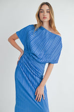 Load image into Gallery viewer, Cynthia | Blue | One shoulder pleated midi dress
