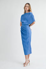 Load image into Gallery viewer, Cynthia | Blue | One shoulder pleated midi dress
