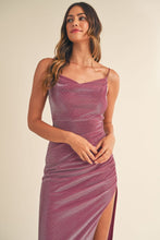 Load image into Gallery viewer, Kayla | Purple Cowl Neck Midi Dress
