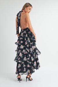 Flora | Tiered Halterneck Floral Maxi Dress