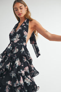 Flora | Tiered Halterneck Floral Maxi Dress