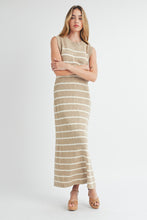 Load image into Gallery viewer, Maggie | Taupe Sleeveless Striped Sweater Dress
