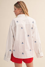 Load image into Gallery viewer, Tops Sailboat Embroidery Button Down Shirt
