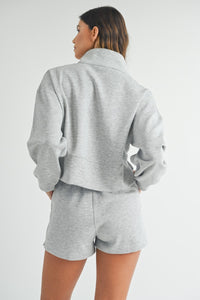 Lauren | Grey Mock Neck Half Zip