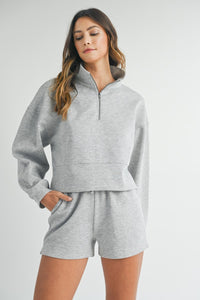 Lauren | Grey Mock Neck Half Zip