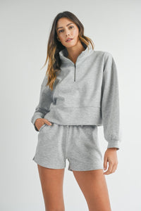 Lauren | Grey Mock Neck Half Zip