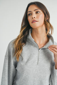 Lauren | Grey Mock Neck Half Zip