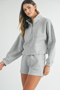 Lauren | Grey Mock Neck Half Zip