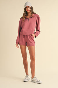 Lauren | Mock Neck Half Zip | RED