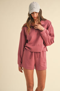 Lauren | Mock Neck Half Zip | RED