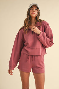 Lauren | Mock Neck Half Zip | RED