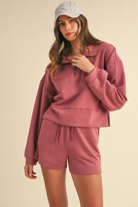 Lauren | Mock Neck Half Zip | RED