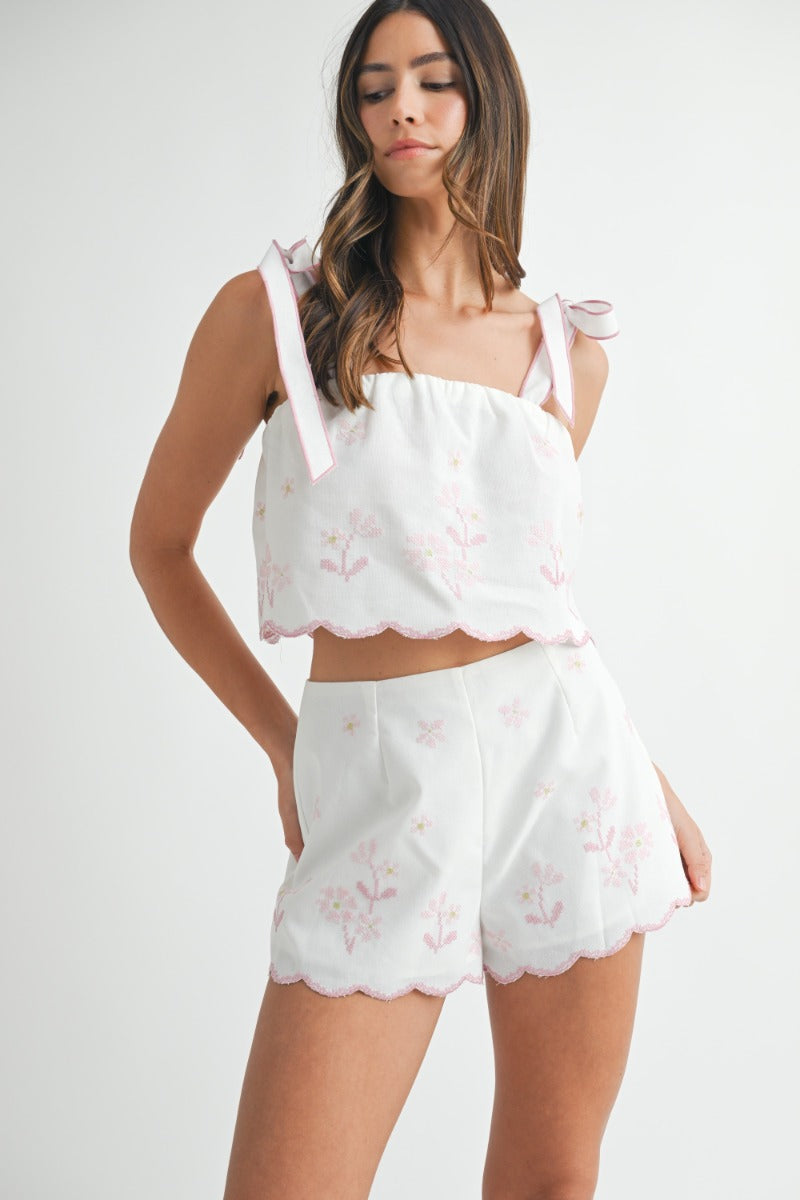 Sadie | Pink Floral Embroidered SET