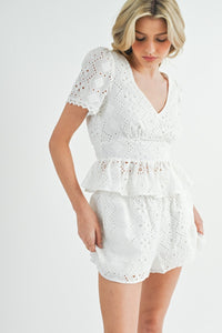 Kelly | White Eyelet SHORTS