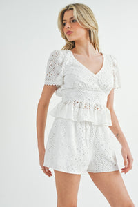 Kelly | White Eyelet SHORTS