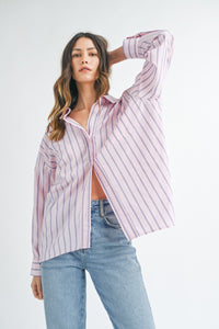 Cindy | Pink | Stripped button down shirt