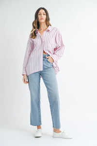 Cindy | Pink | Stripped button down shirt