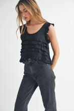 Load image into Gallery viewer, Phinx | Black Ruffle Tank
