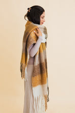 Load image into Gallery viewer, Fuzzy Checkered Scarf | Mustard
