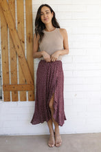 Load image into Gallery viewer, Bottoms Ruffle Slit Midi Skirt | Chocolate
