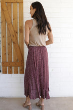 Load image into Gallery viewer, Bottoms Ruffle Slit Midi Skirt | Chocolate
