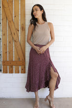 Load image into Gallery viewer, Bottoms Ruffle Slit Midi Skirt | Chocolate
