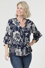 Load image into Gallery viewer, Tops Ruffle Sleeve Button Up Printed Top
