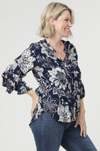 Load image into Gallery viewer, Tops Ruffle Sleeve Button Up Printed Top
