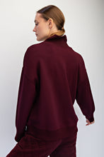 Load image into Gallery viewer, Sweater Maddie | Scuba Ribbed Mock Neck Pullover | Dark Cherry
