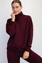 Load image into Gallery viewer, Maddie | Scuba Ribbed Mock Neck Pullover | Dark Cherry
