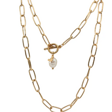 Load image into Gallery viewer, Jewelry Paper Clip Necklace with Pearl | Sai Brazil

