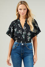 Load image into Gallery viewer, Tops Magnolia Floral Ruffle Split Neck Blouse
