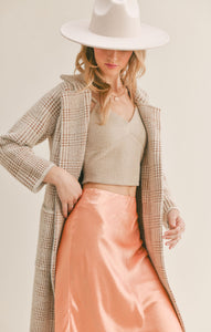 Houndstooth Coat | Ivory Brown