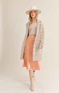 Houndstooth Coat | Ivory Brown