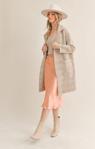 Houndstooth Coat | Ivory Brown