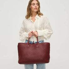 Load image into Gallery viewer, Bags Ithaca Woven Vegan Leather Tote: Burgundy
