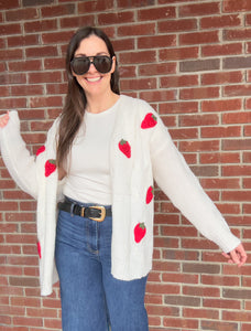 Strawberry Fields Cardigan in White

Experience the height of comfort and style with our Strawberry Fields Cardigan. Made with high-quality materials, this stunning white cardigan radiates sophistication and charm. Featuring a timeless design and flawless craftsmanship, our cardigan is the must-have addition to your wardrobe, effortlessly elevating any outfit with its blend of glamour and coziness. Don't miss out on the Strawberry Fields Cardigan, the perfect embodiment of refined taste and exquisite fashio