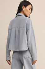 Load image into Gallery viewer, Coats &amp; Jackets Cropped All Day Knit Denim Jacket | Washed Indigo
