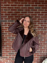 Load image into Gallery viewer, Coats &amp; Jackets Locklin Sherpa Jacket | Chocolate Cherry
